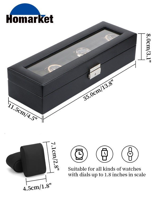 HomarKet Watch Box for Men - 6 Slot Luxury Carbon Fiber Watch Case, Watch Holder for Men wit Metal Accents & Sturdy Hinges - Modern & Masculine Watch Display Case - Image 5