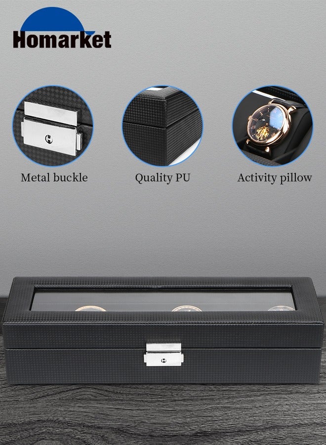 HomarKet Watch Box for Men - 6 Slot Luxury Carbon Fiber Watch Case, Watch Holder for Men wit Metal Accents & Sturdy Hinges - Modern & Masculine Watch Display Case - Image 3