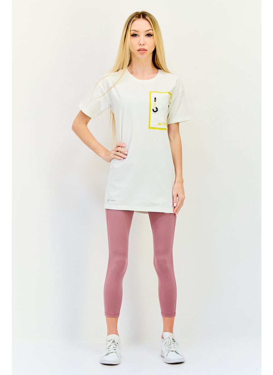 Adidas Women Sportswear Fit Short Sleeve Outdoor Top, Off White  - Image 4