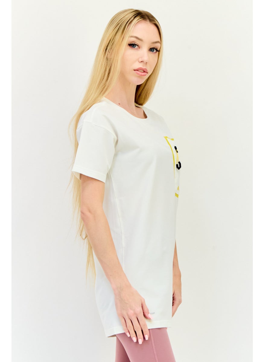 Adidas Women Sportswear Fit Short Sleeve Outdoor Top, Off White  - Image 2