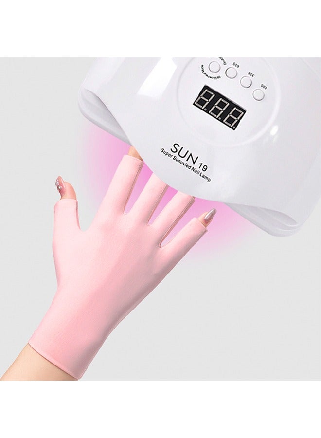 UV Glove for Nail Lamp, Gel Manicures Glove, Half Finger Stretchy Gloves for Girls Protect Hands  - Image 2