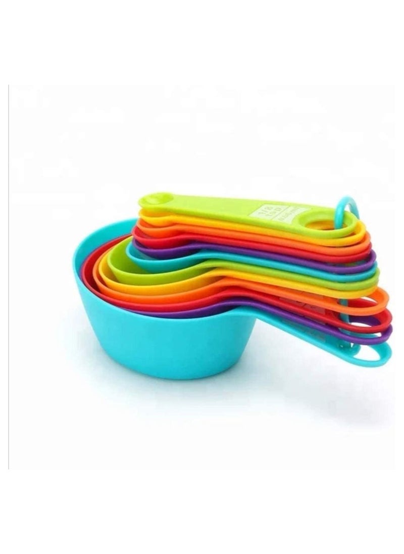 Generic Set of 12 Piece Plastic Measuring Cups and Measuring Spoons  Multicolor  - Image 3