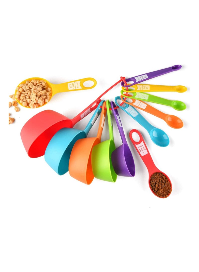 Generic Set of 12 Piece Plastic Measuring Cups and Measuring Spoons  Multicolor  - Image 1