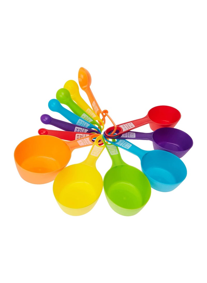 Generic Set of 12 Piece Plastic Measuring Cups and Measuring Spoons  Multicolor  - Image 4