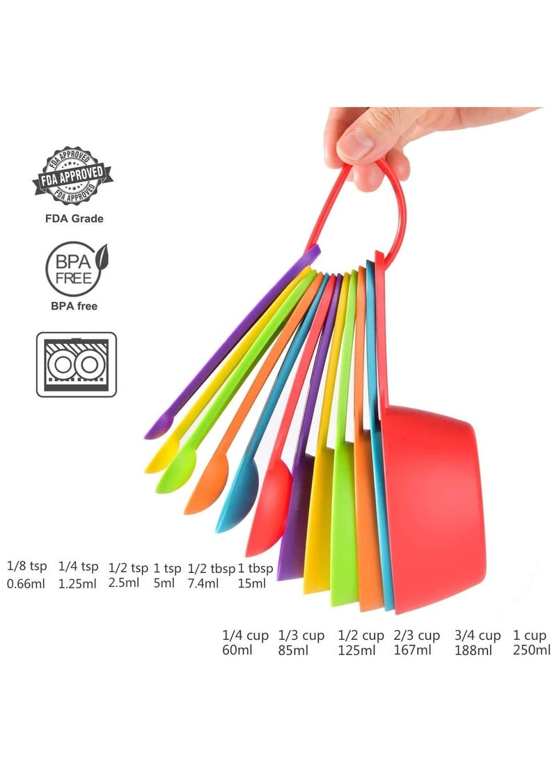 Generic Set of 12 Piece Plastic Measuring Cups and Measuring Spoons  Multicolor  - Image 5