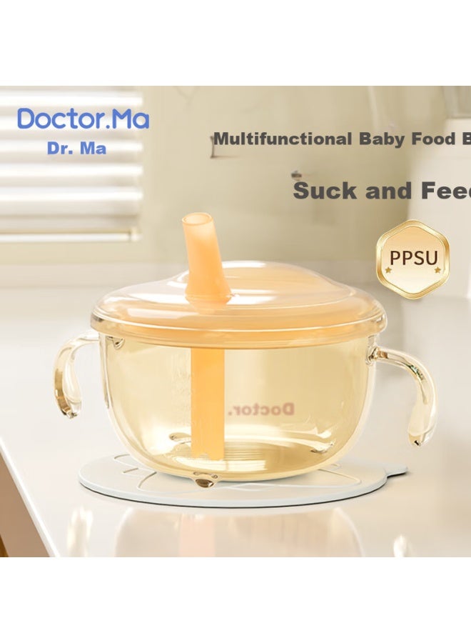 Doctor Ma Baby Food Bowl Baby Drinking Soup Sippy Cup Rice Paste Cup Ppsu Newborn Water Feeding Bowl With Suction Cup Nano Color - Image 1