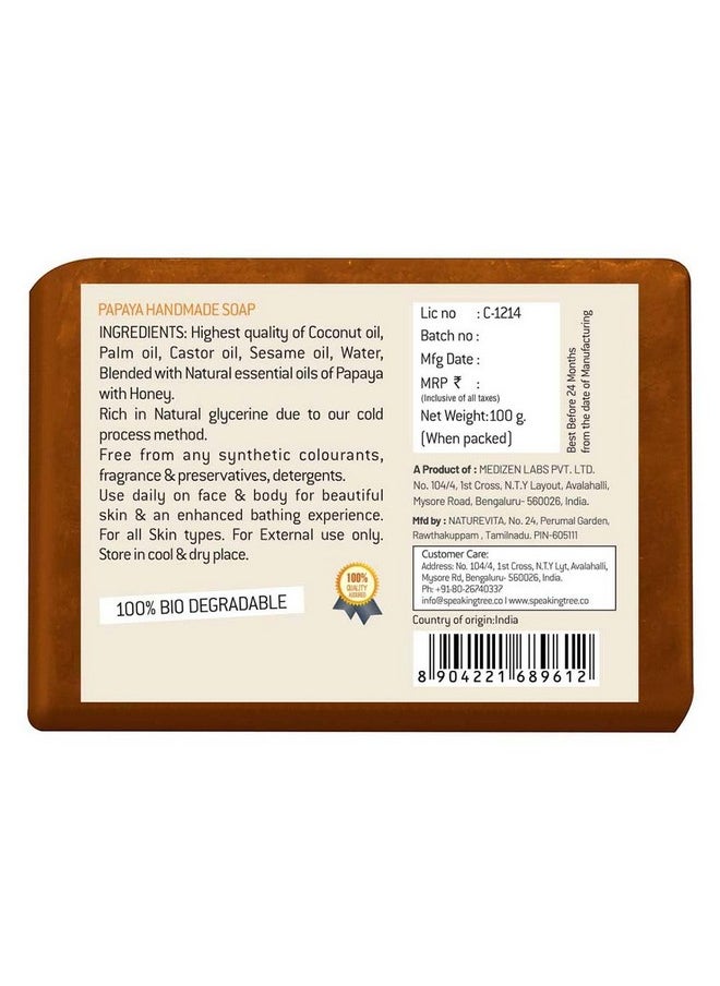 Speaking Tree Youthful Papaya Handmade Soap (Pack Of 3)  - Image 3