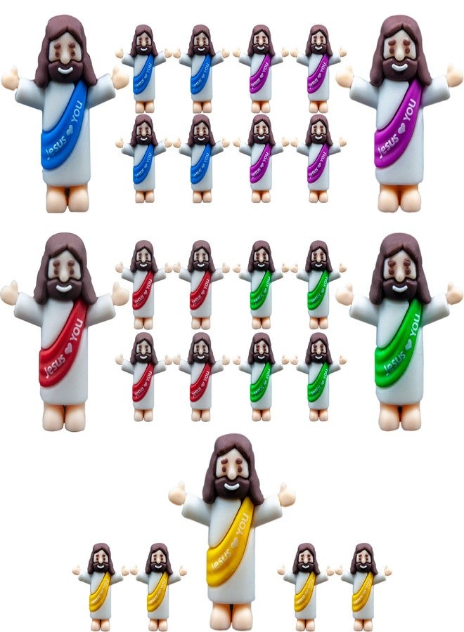 Seprochoo Little Jesus Figurines Mini Jesus Figures Pocket Jesus Religious Gifts for Easter Egg Stuffers Christmas Decorations (25, Multicolor) - Image 1