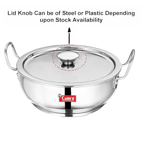 Camro Kadhai Induction Bottom with Lid 3.1 Liters | Gas Stove Compatible | Cookware kadhai | Kadhai for Deep Frying | Kadai for Cooking Stainless Steel | Dishwasher Safe - Image 3