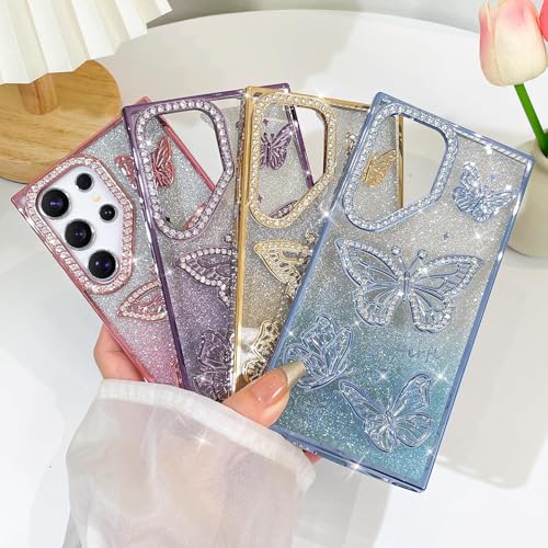 Elzzi Electroplated Butterfly Phone Cover for Samsung S24 Ultra Case, Showcasing Pearlescent Diamond Soft TPU, Camera Protection, Shockproof, Drop-Resistant Stylish for Girls & Women (Deep Purple) - Image 4