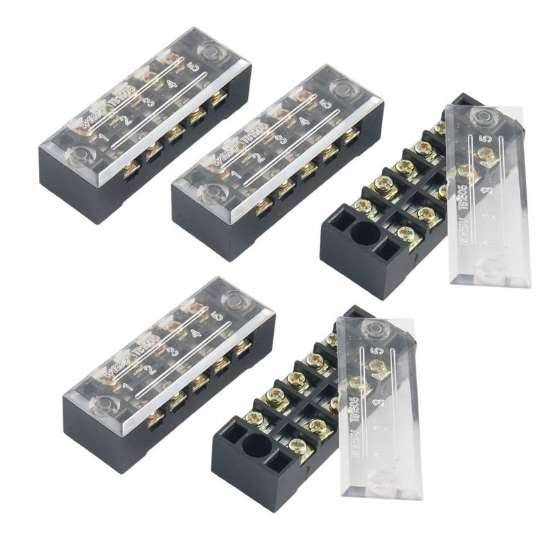 uxcell uxcell 5 Pcs Dual Row 5 Position Screw Terminal Strip 600V 15A  - Image 1