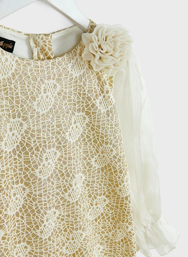 Little Golden Apple Lace Overlay Dress