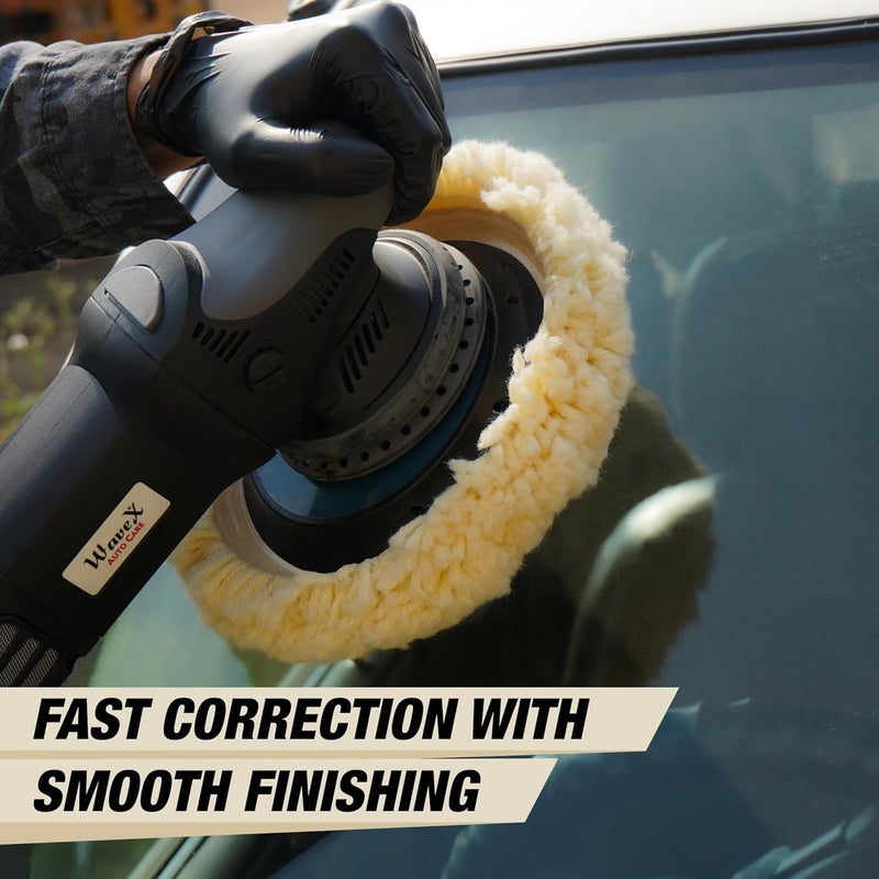 WAVEX Wool Polishing Pad 7 Inch | 100% Pure Wool Cutting Pad for Rotary Polishers | Heavy Cut for Oxidation, Scratches, Swirl Marks | Compatible with Compounds, Polishes and Cleaners - Image 4