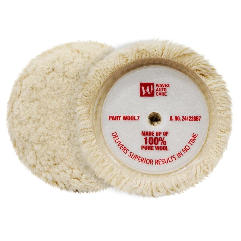 WAVEX Wool Polishing Pad 7 Inch | 100% Pure Wool Cutting Pad for Rotary Polishers | Heavy Cut for Oxidation, Scratches, Swirl Marks | Compatible with Compounds, Polishes and Cleaners - Image 1