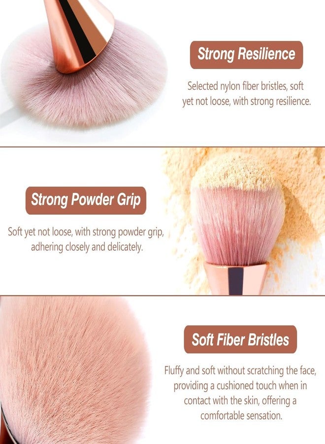 Aternal Face Powder Brush - Pack of 2 Ultra-Soft Synthetic Makeup Brushes for Foundation, Blush, Contour & Buffing - High-Density Bristles, Rose Gold, Suitable for All Skin Types - Image 2