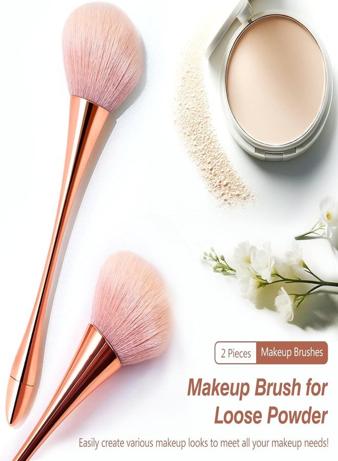Aternal Face Powder Brush - Pack of 2 Ultra-Soft Synthetic Makeup Brushes for Foundation, Blush, Contour & Buffing - High-Density Bristles, Rose Gold, Suitable for All Skin Types - Image 5