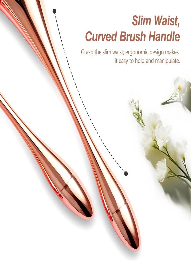 Aternal Face Powder Brush - Pack of 2 Ultra-Soft Synthetic Makeup Brushes for Foundation, Blush, Contour & Buffing - High-Density Bristles, Rose Gold, Suitable for All Skin Types - Image 3