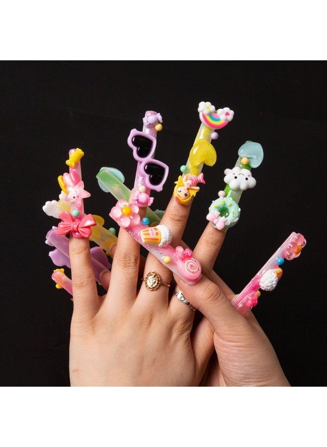 Lovful Press On Nails Candy Junk | Handmade With Full Covered Crystals | Reusable Fake Nails | Square Xl 2.68In | H55-S  - Image 2