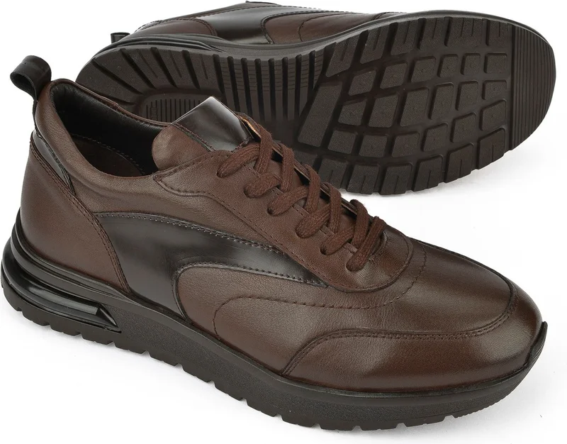 زيا Men's Leather Sneakers 1431024Z5400 Brown