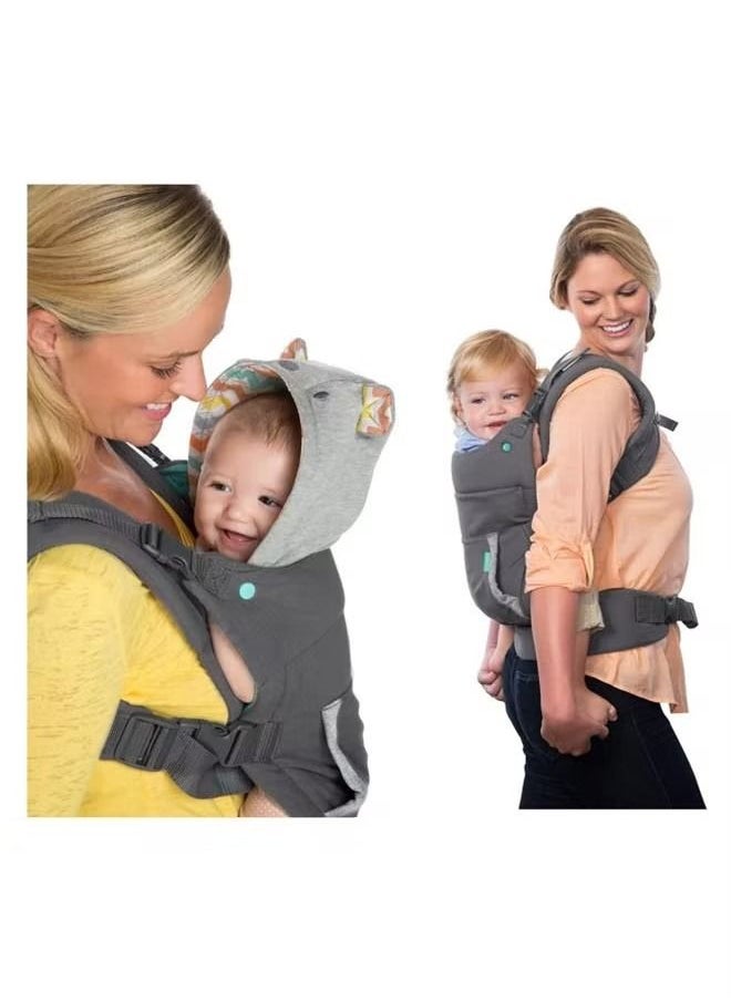 Gonice Cuddle Up Ergonomic Hoodie Baby Carrier With Removable Canopy, Grey  - Image 2