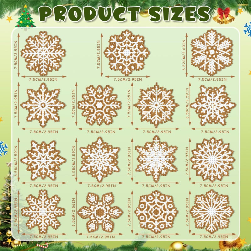Lukmaa 15 Pcs Winter Snowflake Diamond Painting Ornaments for Tree 5D DIY Gingerbeard Snowflake New Year Diamond Painting Keychain Kits for Adults Crafts Party Favors - Image 3