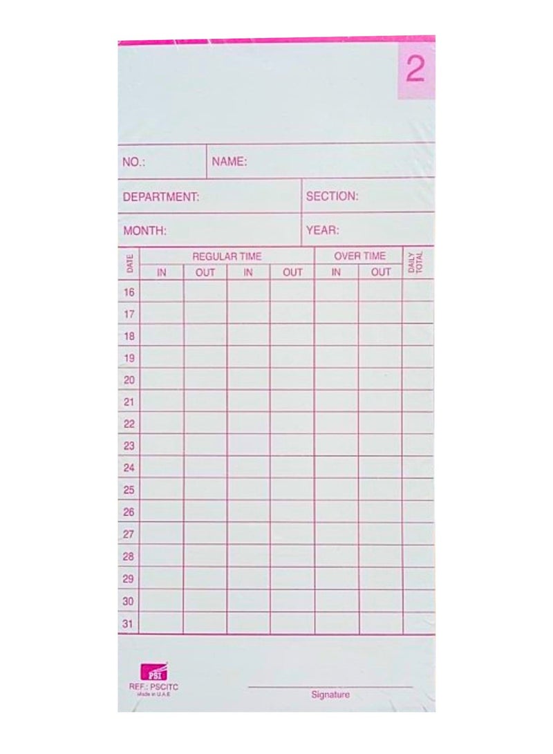 Terabyte Time Cards, Monthly Timesheet, Clock Timecard - 100 Pack, 6 Column 2-Sided Orange/Blue, Card for Time Punch Clock, Employee Attendance, Payroll Recorder, Small Business - Image 1