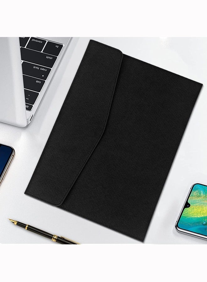 Hihonor A4 Envelope File Holder, Waterproof Document Bag, Lightweight PU Leather Multifunction Portfolio, Document File Folder, File Organizer Storage Case for Paper Document Tablet Case(Black) - Image 1