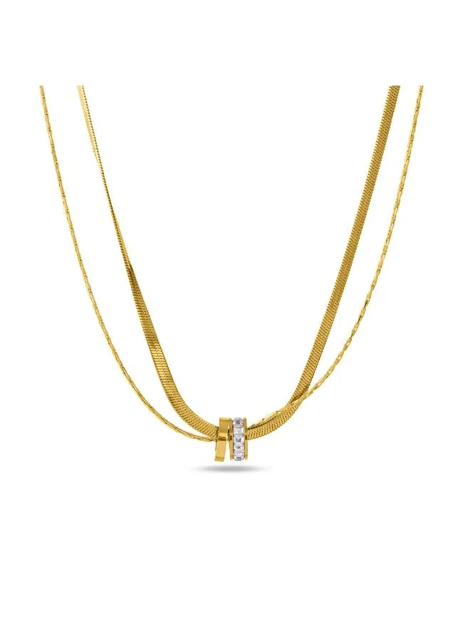 بالموناس PALMONAS 18k Gold Tone Plated Gilded Rings Layered Necklace
 for Women
