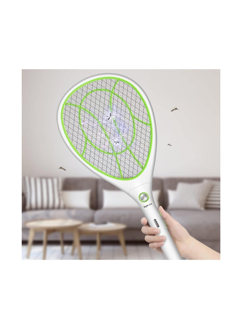 Night Cat Fly Zapper Electric Fly Killer Swatter 3000V Mosquito Bug Wasp Insect Fruit Zapper Swat Bat Racket Trap Indoor USB Rechargeable - Image 2