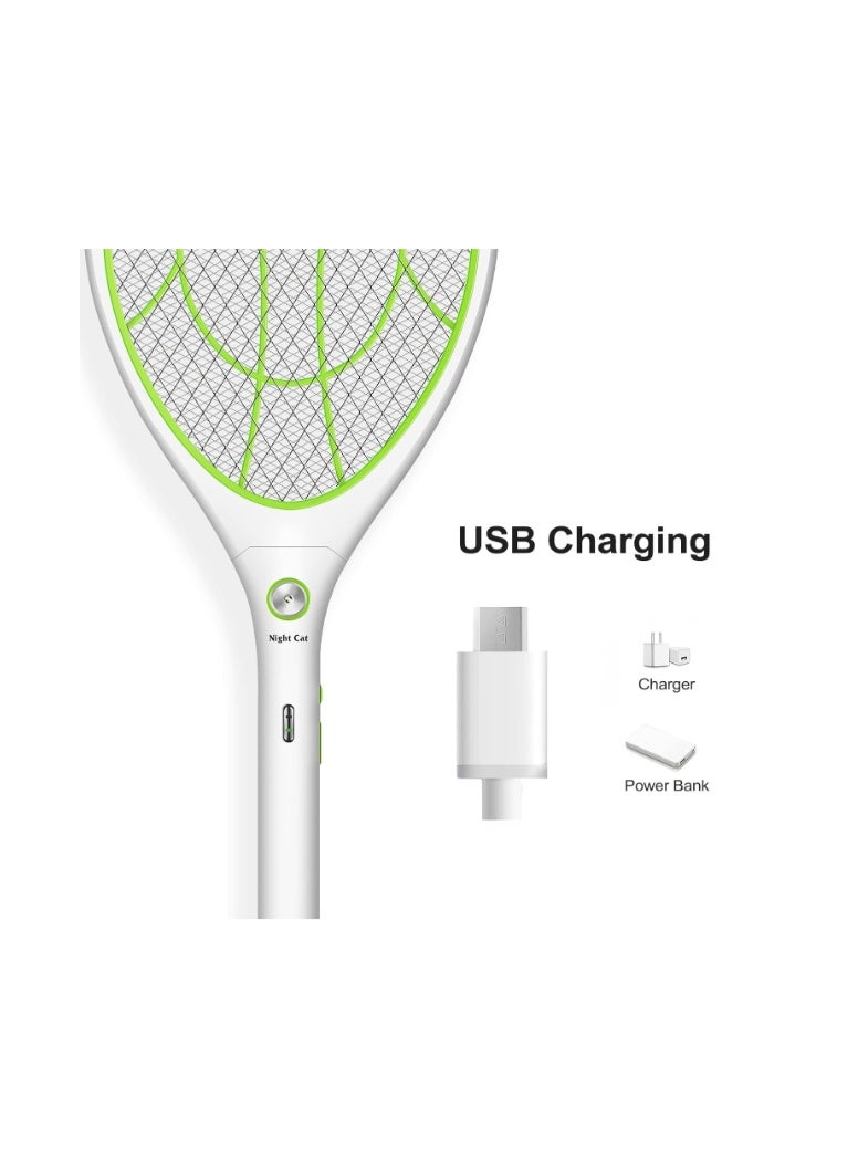 Night Cat Fly Zapper Electric Fly Killer Swatter 3000V Mosquito Bug Wasp Insect Fruit Zapper Swat Bat Racket Trap Indoor USB Rechargeable - Image 4
