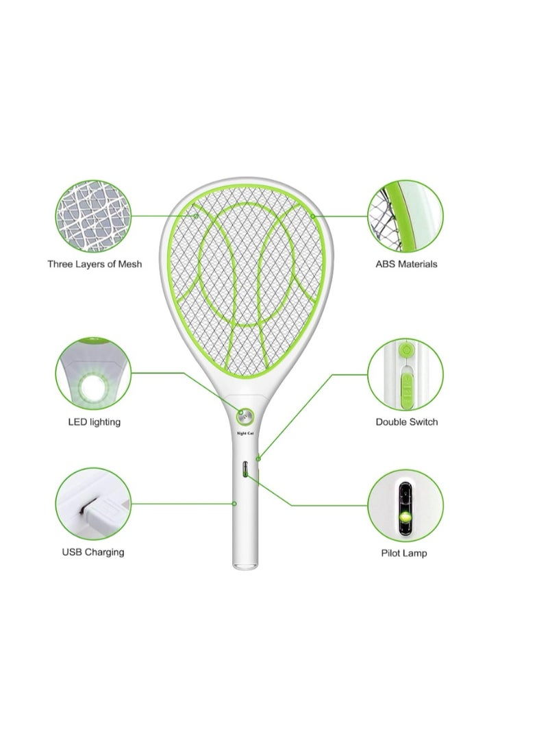 Night Cat Fly Zapper Electric Fly Killer Swatter 3000V Mosquito Bug Wasp Insect Fruit Zapper Swat Bat Racket Trap Indoor USB Rechargeable - Image 3