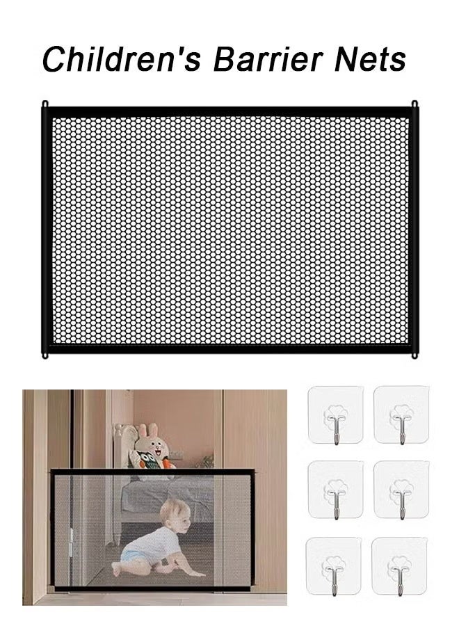 Portable Baby Safety Barrier Net, Suitable for Children and Pets, Retractable Home Staircase, Door Frame Safety Net - Image 1