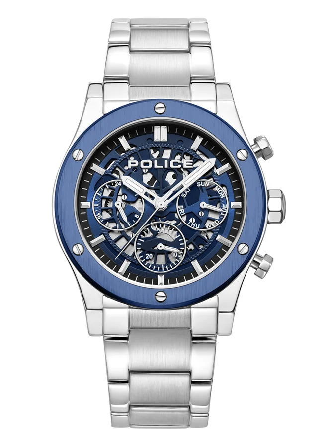 بوليس POLICE - Knotty Watch For Men Blue Dial With Silver Bracelet - PEWJK0006440