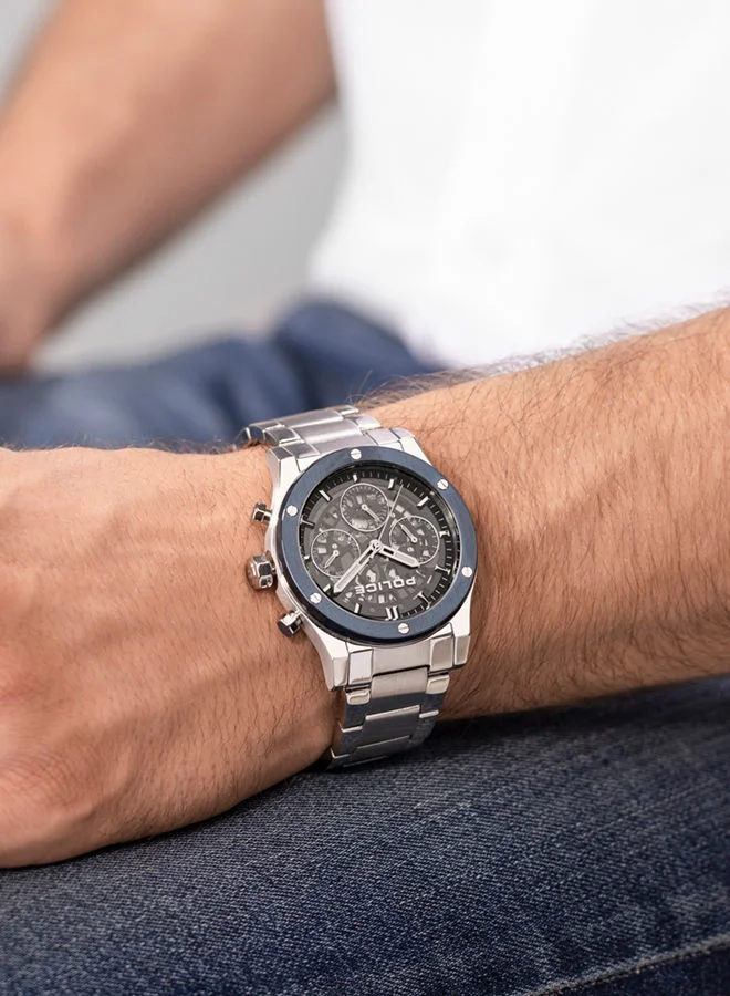 بوليس POLICE - Knotty Watch For Men Blue Dial With Silver Bracelet - PEWJK0006440