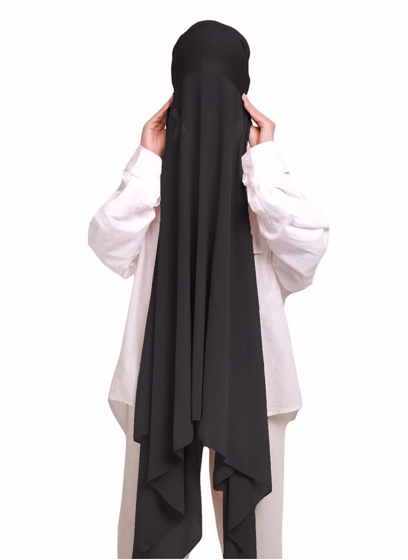 Perfectory - Chiffon Instant Hijab for Women Muslim Under Scarf Tube Cap, Headscarf Turban Wrap- Black - Image 1