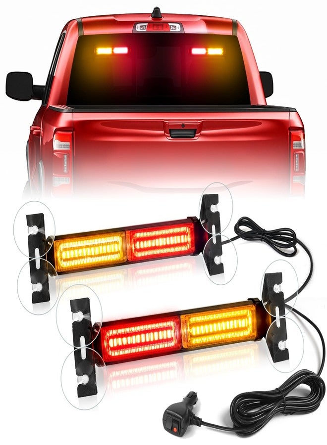 HLauto 1002L Emergency Strobe Traffic Advisor Light Bar: 40LED Dash Safety Warning Flashing Front/Rear Windshield Visor Light for Construction Vehicle, Trucks (2x10.7inch, Amber Red) - Image 1