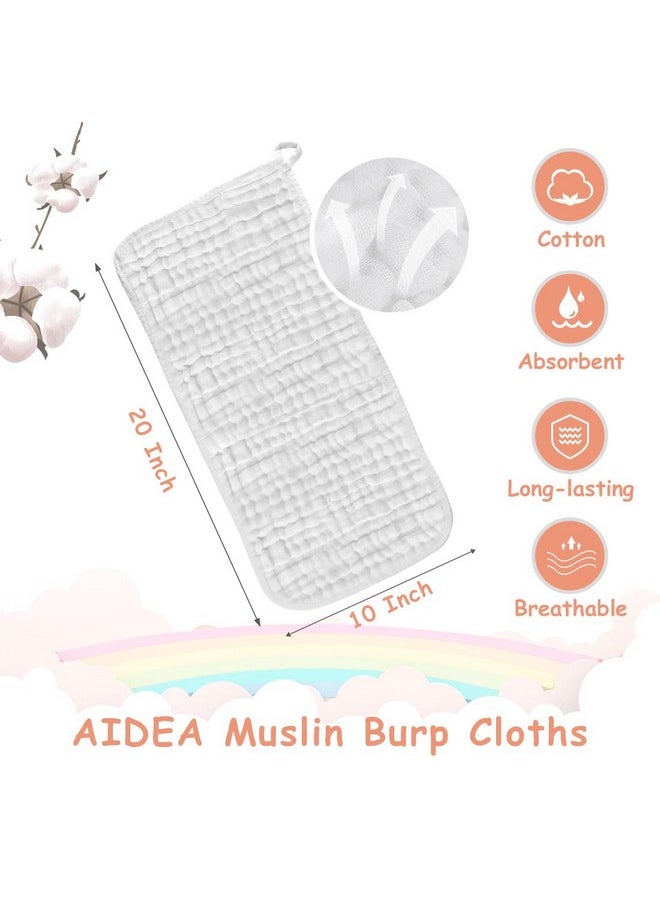 AIDEA - Baby Muslin Burp Cloths10 Pack, 100% Cotton Washcloths For Babies, Large Soft Breathable Baby Towels For Newborn, Absorbent Bath Towels For Baby, Newborn Essentials, 20" X10" - Image 1
