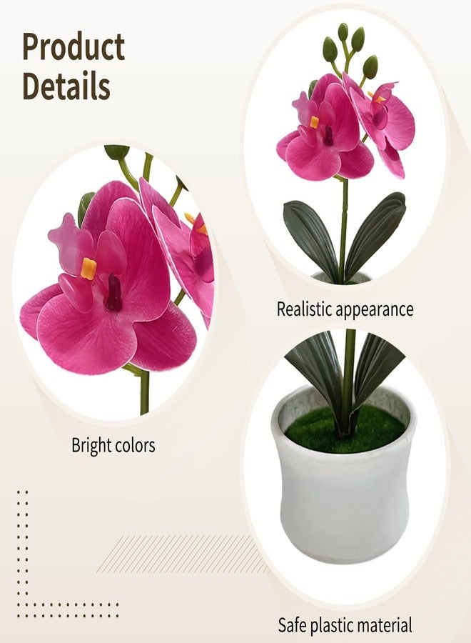 Varku 4 Pcs Artificial Orchids That Look Real with Pot, Small Silk Flowers for Home Decor Indoor, Faux Phalaenopsis Plants, Mini Potted Desk Decor, Vibrant Colors, No Maintenance Needed - Image 3