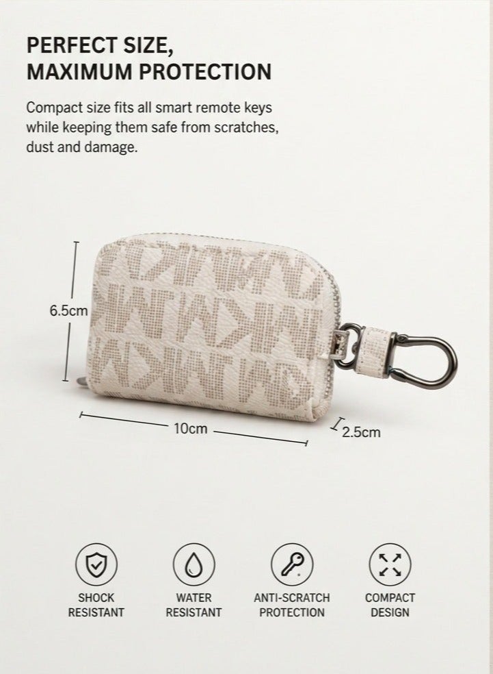 Premium PU Leather Car Key Case with Zipper – Protective Smart Car Key Holder with Metal Hook & Built-in Key Chain – Anti-Scratch, Shock Resistant & Compact Key Fob Organizer - Image 2