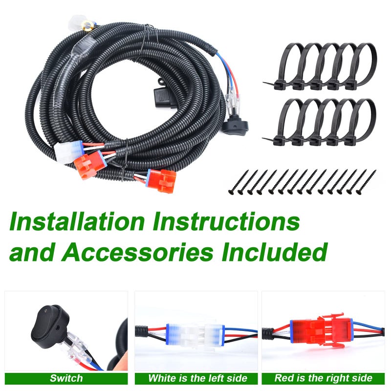 Lochnchn LED Lighting Kit, 12V Headlight Tail Light Kit for Club Car DS Golf Carts 1993-UP, Street Legal, Waterproof, Black/Red - Image 5