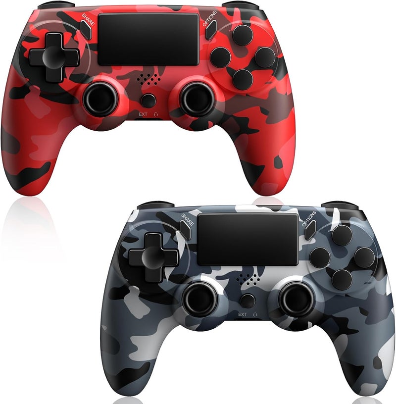 حزمة من 2 وحدات تحكم لاسلكية لـ PS4، وحدة تحكم Dual-shock 4 مع مستشعر حركة 6 محاور، لوحة لمس حساسة، مكبر صوت مدمج ومقبس سماعة رأس، متوافقة مع PlayStation 4/Pro/Slim/PC - Image 1