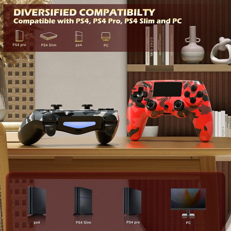 حزمة من 2 وحدات تحكم لاسلكية لـ PS4، وحدة تحكم Dual-shock 4 مع مستشعر حركة 6 محاور، لوحة لمس حساسة، مكبر صوت مدمج ومقبس سماعة رأس، متوافقة مع PlayStation 4/Pro/Slim/PC - Image 5