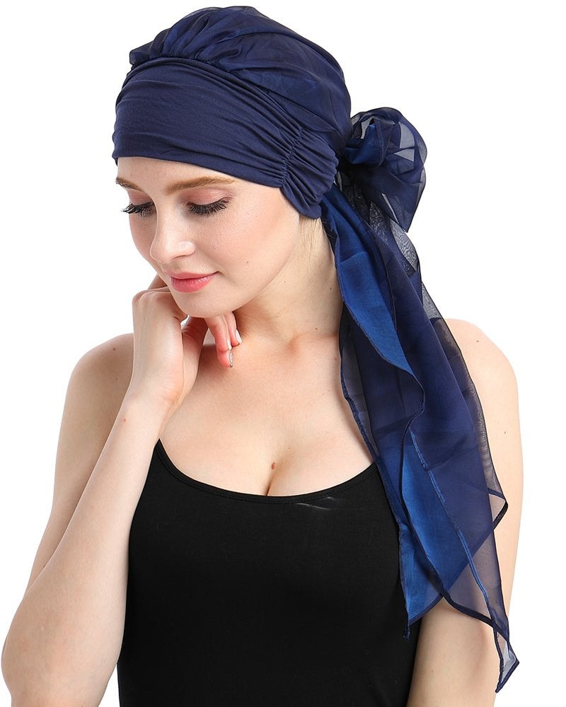 FocusCare Comfy Alopecia Hat Scarf Jersey Breast Cancer Headwear Chemo Turban Head Wrap - Image 5