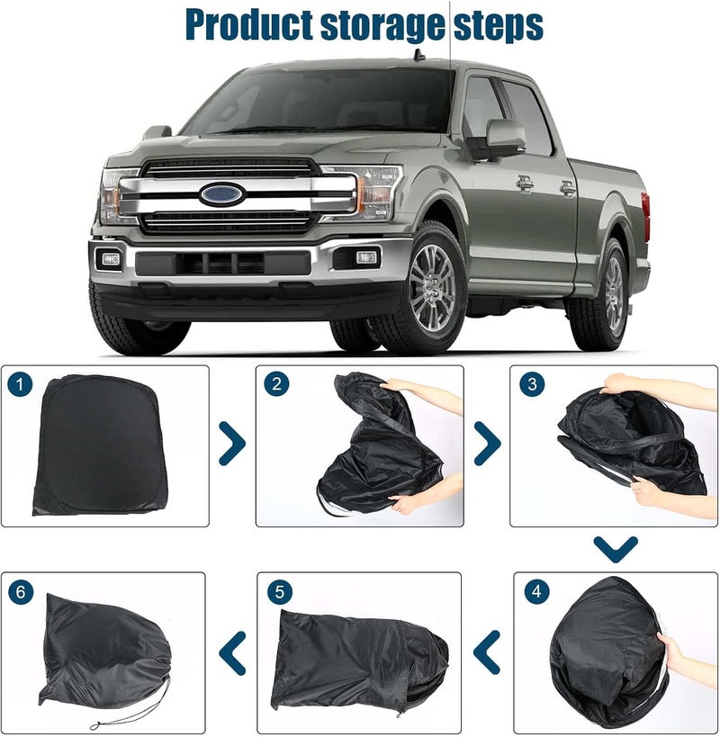 Federedevo 6 Layers Truck Windshield Sun Shade for Ford F250 F350 F450 F550 2017-2024 - Upgraded Sun Protection - Image 3