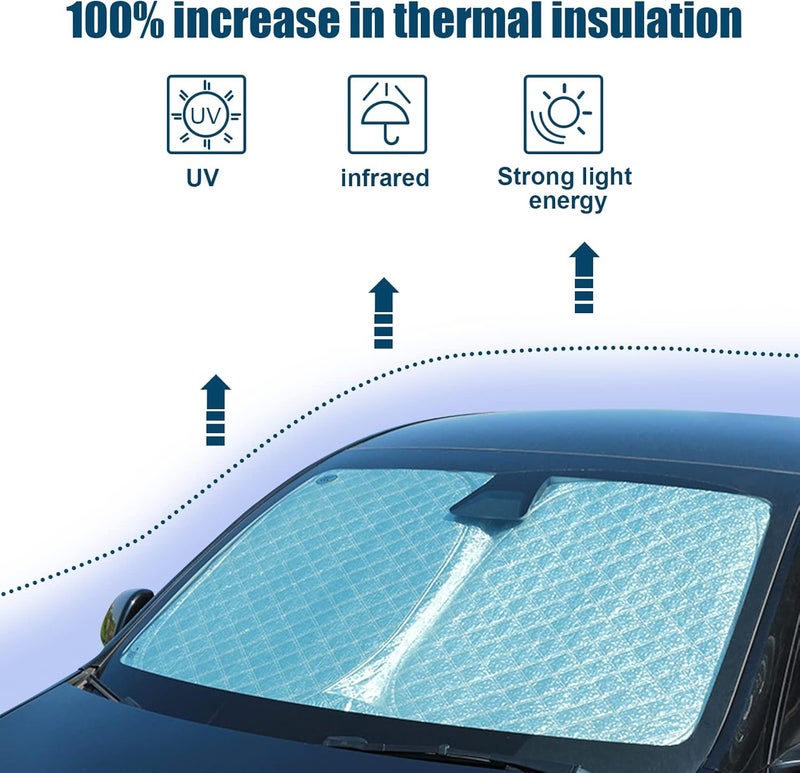 Federedevo 6 Layers Truck Windshield Sun Shade for Ford F250 F350 F450 F550 2017-2024 - Upgraded Sun Protection - Image 5