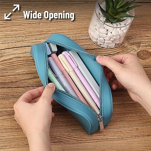 Mr. Pen Silicone Pencil Pouch, Teal Pencil Case, Aesthetic Pencil Bag for Women, Makeup Pouch - Image 5