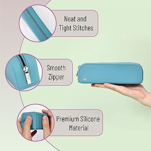 Mr. Pen Silicone Pencil Pouch, Teal Pencil Case, Aesthetic Pencil Bag for Women, Makeup Pouch - Image 4