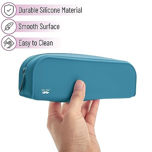Mr. Pen Silicone Pencil Pouch, Teal Pencil Case, Aesthetic Pencil Bag for Women, Makeup Pouch - Image 3
