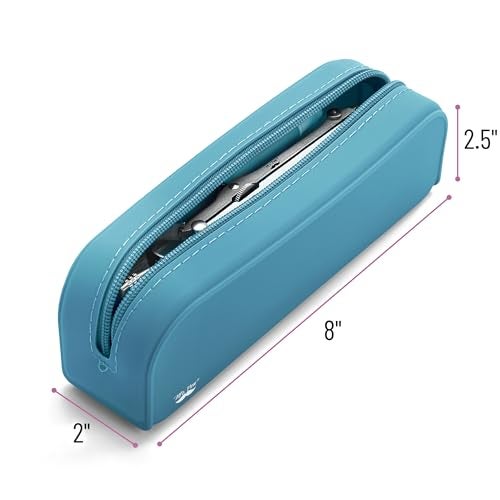 Mr. Pen Silicone Pencil Pouch, Teal Pencil Case, Aesthetic Pencil Bag for Women, Makeup Pouch - Image 2