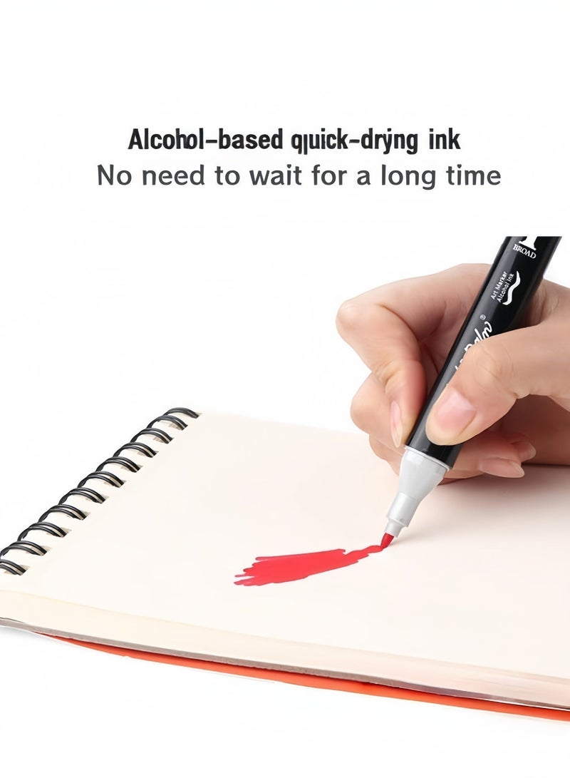 Vibrant Quick-Dry Art Markers with Dual Tips, Safe Oil-Based Coloring Set for Children's Early Education - Image 2